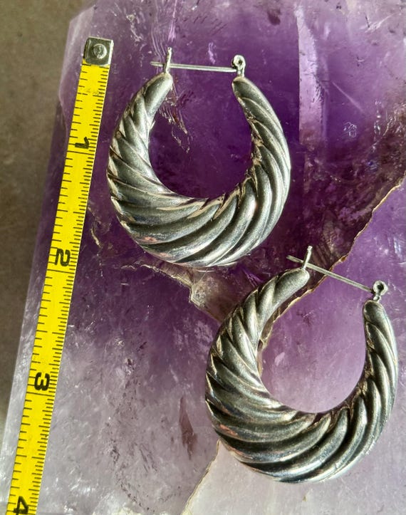 1970s Large Chunky Fanned Puffed Sterling Silver … - image 3