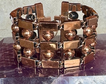 1950s Renoir Copper Chain Link Bracelet – Signed Mid Century Modern Vintage 6.75 Inch