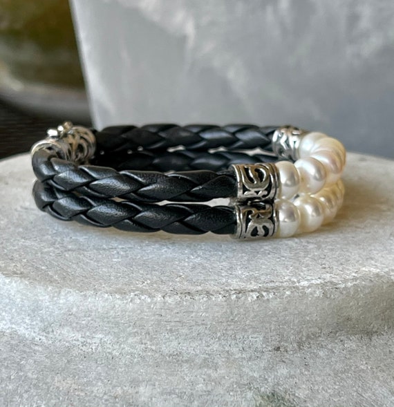 Beautiful Braided Black Leather Sterling Silver N… - image 6