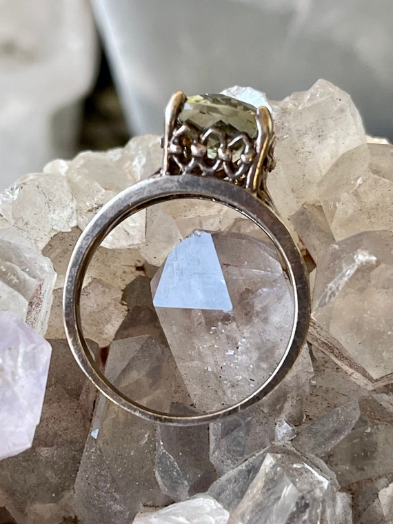 Beautiful Faceted Prehnite  Sterling Silver Vinta… - image 3