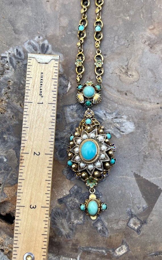 Austro Hungarian Persian Turquoise Baby Pearl Gol… - image 5