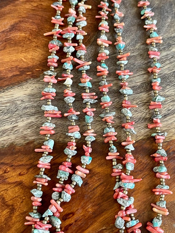 Multi Strand Coral Turquoise Native American Ster… - image 1