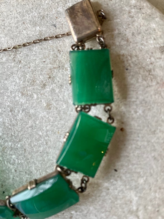 Art Deco Green Chrysoprase Sterling Siliver Vinta… - image 9