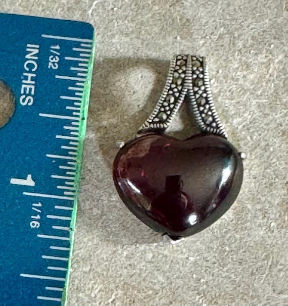Heart Shaped  Ruby Red Garnet Sterling Silver Mar… - image 4