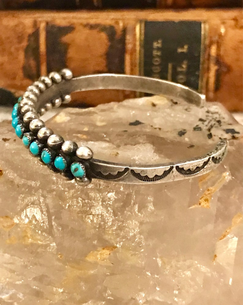 Old Native American Sterling Silver Natural Sleeping Beauty Turquoise Vintage Cuff Bracelet Native American Jewelry