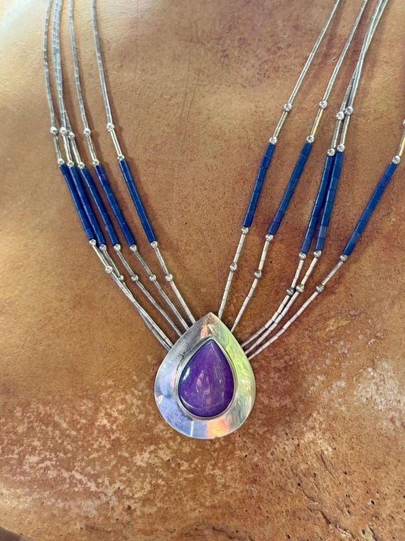 Native American Liquid Sterling Silver Purple Sug… - image 1