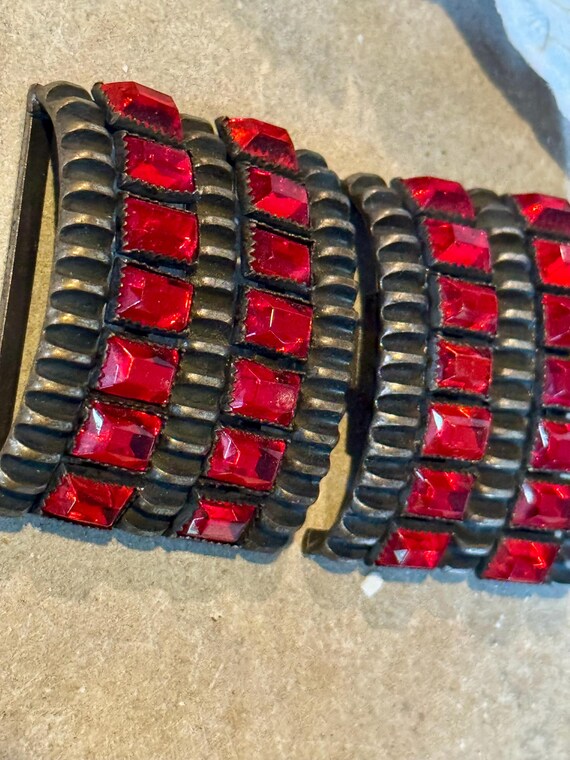 Beautiful Authentic Art Deco Ruby Red Baguet Crys… - image 10