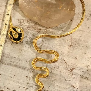 Goldtone Cleopatra Snake Sculptural Wrap Around Collar Vintage Necklace Wearable Art image 6