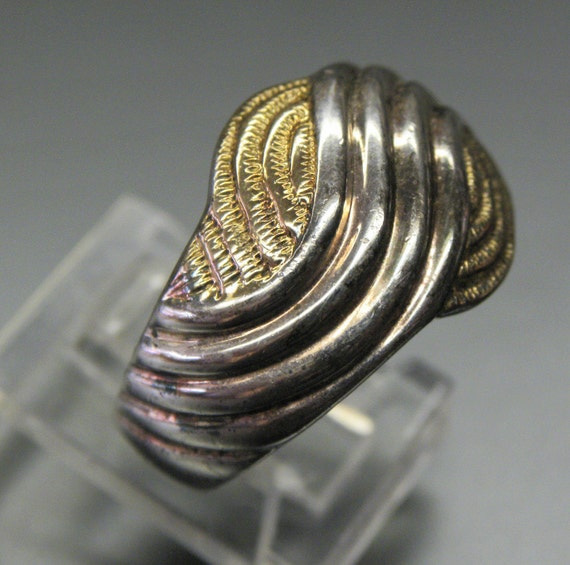 Beautiful Modernist Sun Rise Sterling Silver Gold… - image 1