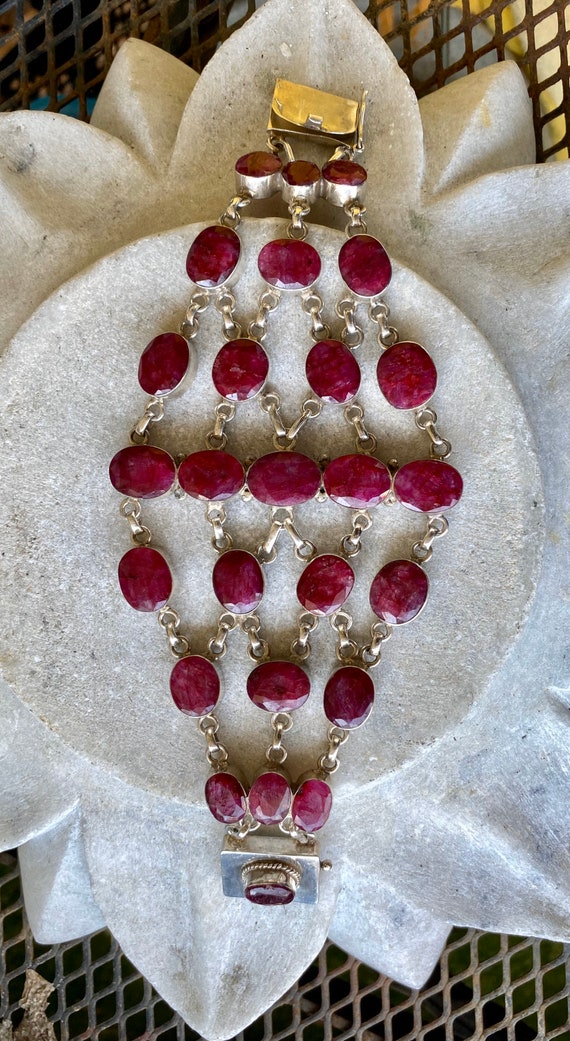 Raw Ruby Sterling Silver Bold Beautiful Festoon V… - image 6