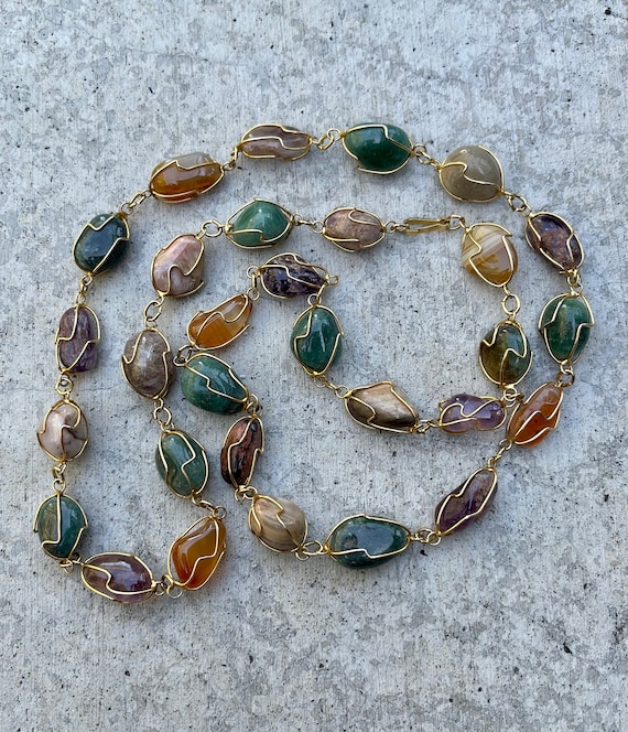 Beautiful Multi Gemstone Amethyst Jade Agate Carn… - image 4