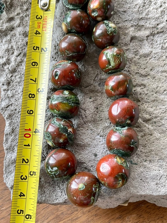 Raw Brown Green Coral Graduated Beaded Necklace - image 3