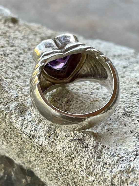 Beautiful Purple Amethyst Heart Sculpted Sterling… - image 9
