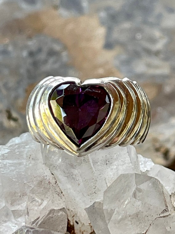 Beautiful Purple Amethyst Heart Sculpted Sterling… - image 6