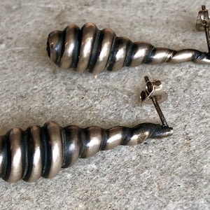 Brutalist Hand Sculpted Sterling Silver Vintage Earrings