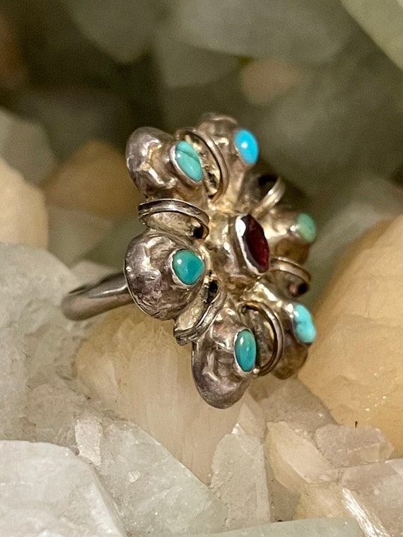 Sterling Silver Garnet Persian Turquoise Austro H… - image 7