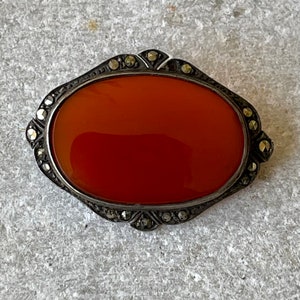 Authentic Art Deco Sterling Silver Carnelian Marcasite Vintage Antique ...