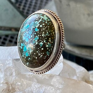 Bold Beautiful Turquoise Sterling Silver Vintage Ring image 7