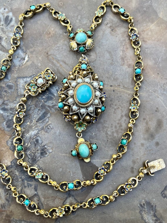 Austro Hungarian Persian Turquoise Baby Pearl Gol… - image 7