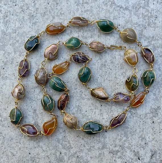 Beautiful Multi Gemstone Amethyst Jade Agate Carn… - image 6