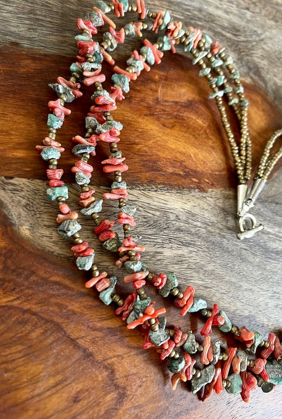 Multi Strand Coral Turquoise Native American Ster… - image 4
