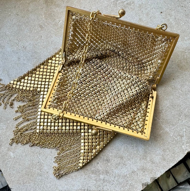 1920s Art Deco Enamel Metal Mesh Chain Link Antique Evening Bag - Etsy