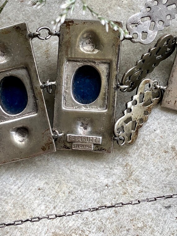 Solid Silver Open Back Blue Sodalite Italian Peru… - image 7