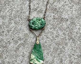 Collana in Argento 925 e Giada Naturale - Girocollo Pietre Dure Verdi