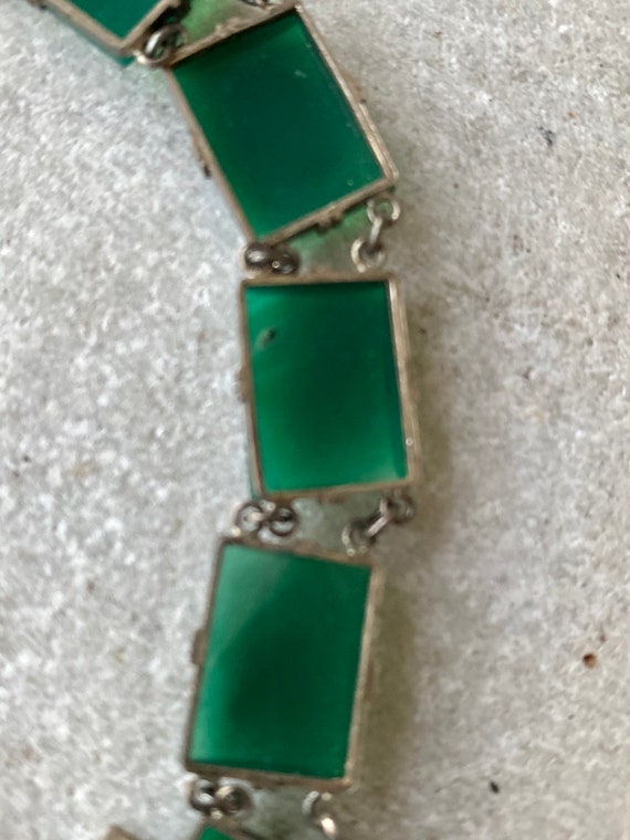 Art Deco Green Chrysoprase Sterling Siliver Vinta… - image 4