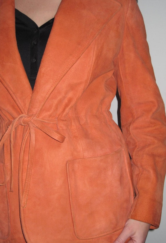 Classic Vintage Orange Suede Leather Jacket