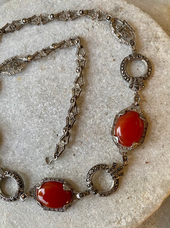 Stunning Circa 1920s Art Deco Carnelian Sterling … - image 5