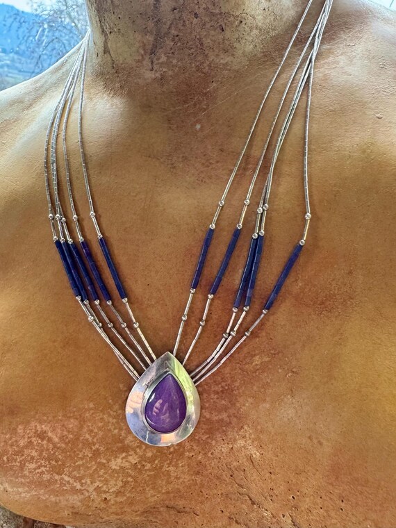 Native American Liquid Sterling Silver Purple Sug… - image 5