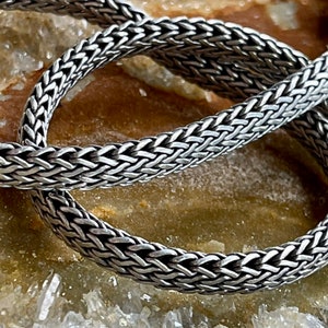 Woven Solid Sterlig Silver Wheat Byzantine Vintage Chain Necklace