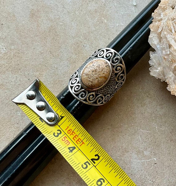 Solid Sterling Silver Scroll Work Speckled  Brown… - image 8