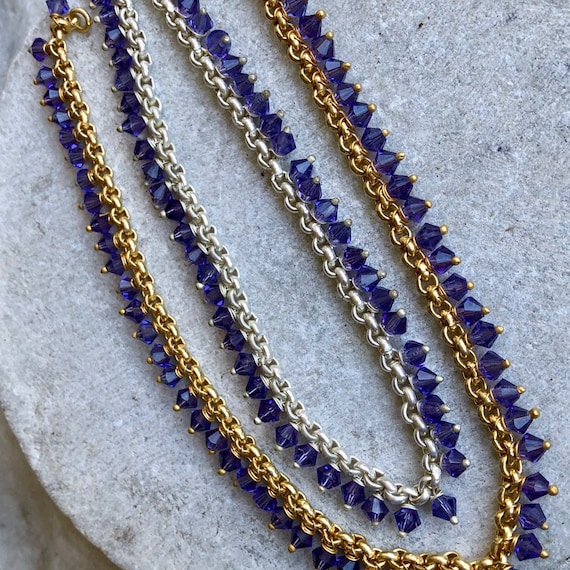 Sterling Silver and Gold Gilt Facated Amethyst Be… - image 1