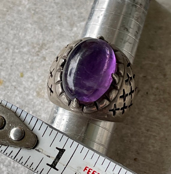 Bold Beautiful Purple Amethyst Cabochon Sterling … - image 6