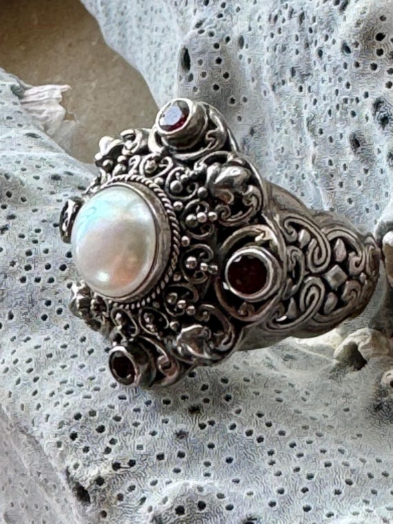 Stunning Sterling Silver Byzintine Natrual Pearl … - image 1