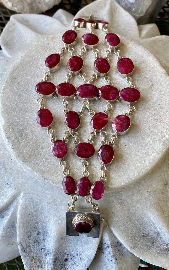 Raw Ruby Sterling Silver Bold Beautiful Festoon V… - image 8