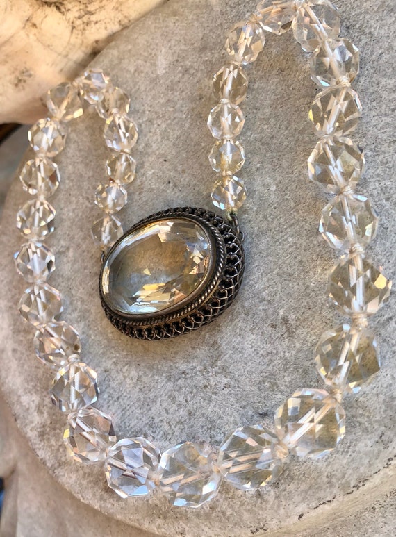 Vintage rock crystal necklace discount