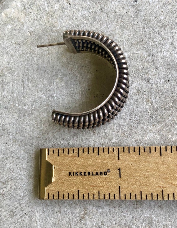 Spiral Sterling Silver Vintage Hoop Earrings - image 10