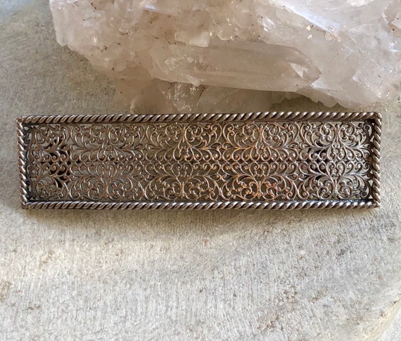Beautiful Art Nouveau Silver Filigree Scroll Work… - image 2