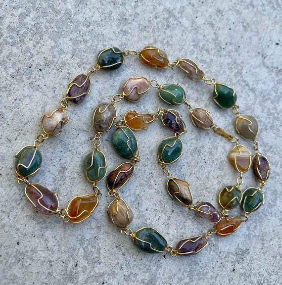 Beautiful Multi Gemstone Amethyst Jade Agate Carn… - image 3