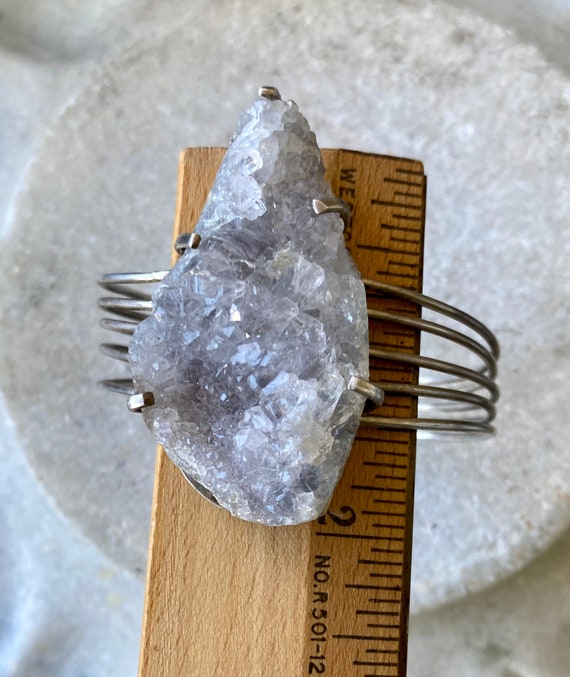 Bold Beautiful Blue Raw Druzy Sterling Silver Vin… - image 7