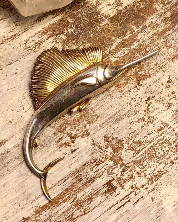 Bold Beautiful Sterling Silver Ruby Eye Swordfish… - image 7