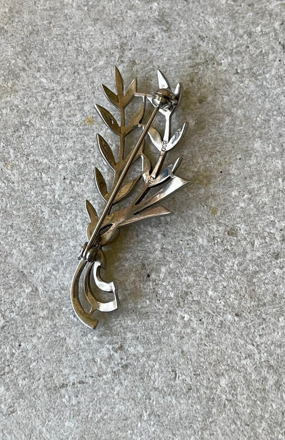 Lovely Shrub Leaf Branch Sterling Silver Marcasit… - image 4