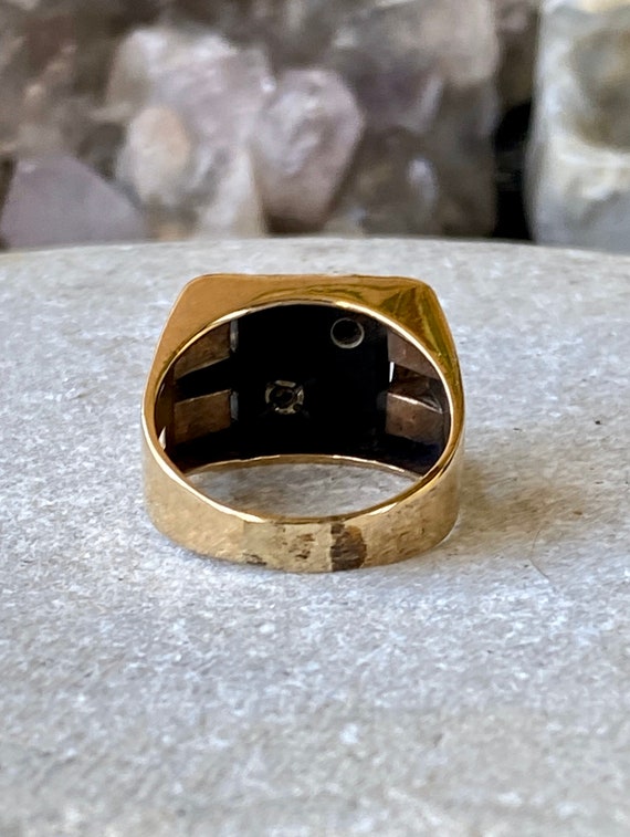 Art Deco Gold Onyx Diamond Masonic Antique Mans R… - image 9