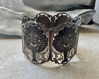 Sterling silver 1940s Siam peacock vintage bracelet