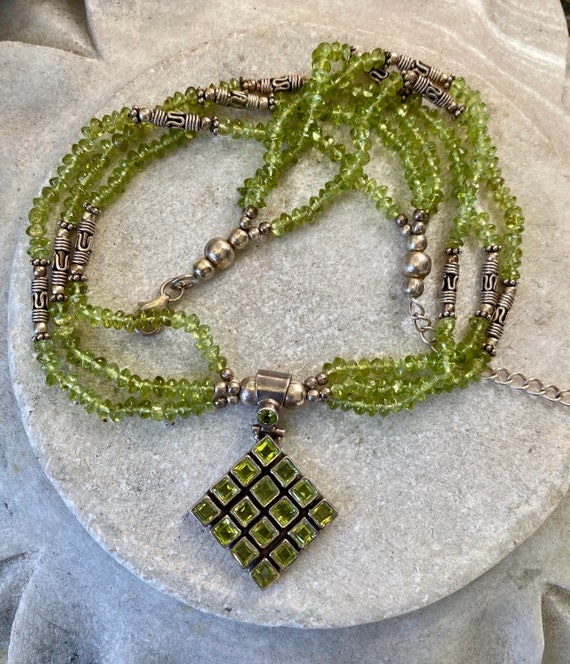 Beautiful Green Peridot Sterling Silver Multi Str… - image 1