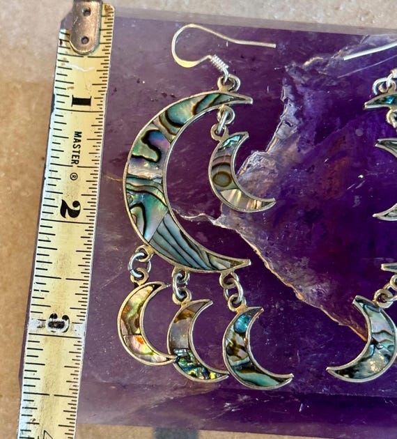 Sterling Silver Rainbow Abalone Shell Multi Cresc… - image 7