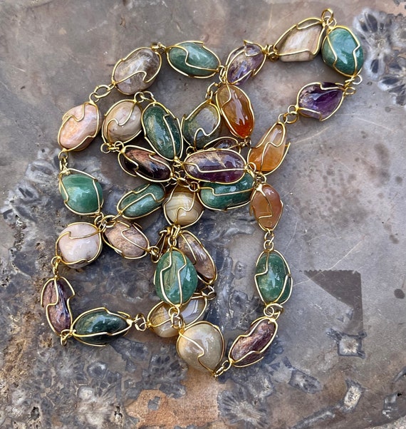 Beautiful Multi Gemstone Amethyst Jade Agate Carn… - image 7